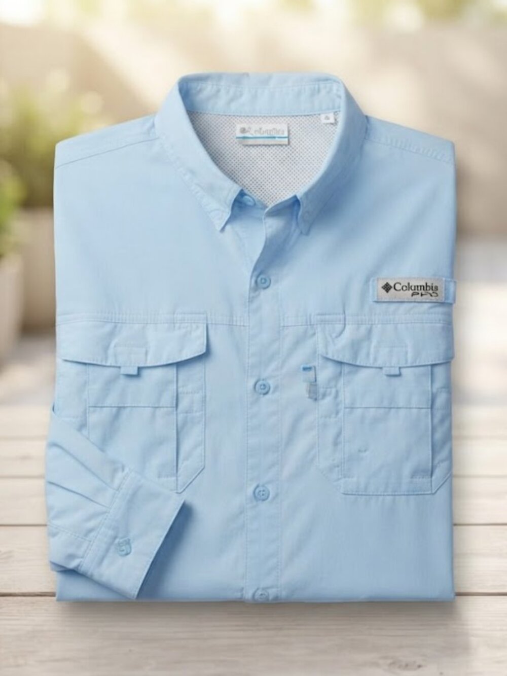 Columbia Men's Light Blue Long Sleeve Vented Outdoors Shirt, size XXL/2TG